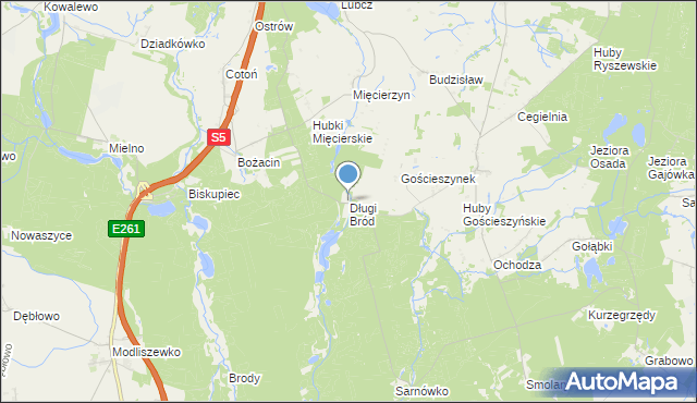 mapa Długi Bród, Długi Bród gmina Rogowo na mapie Targeo